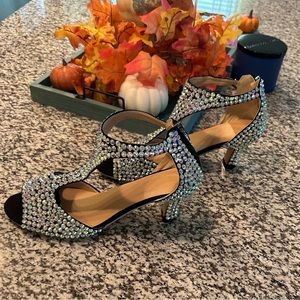 Women’s size 10.5 dance pump heel Rhinestone by hand